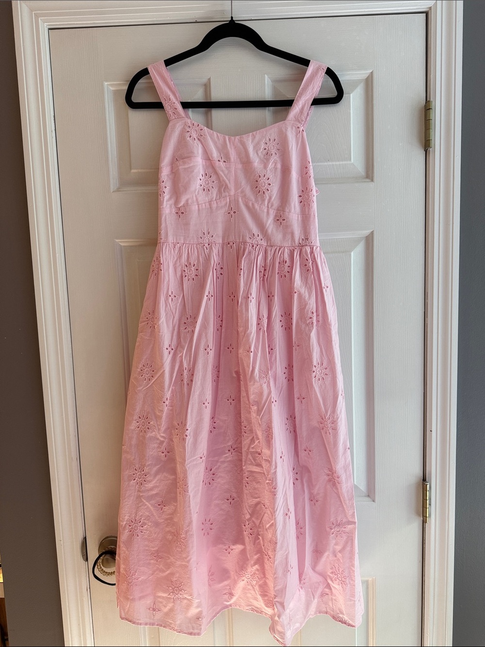 Pink Eyelet Midi Dress for women - Sleeveless Sundress